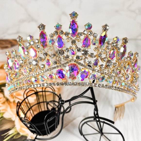 Crown for Women and Girls, Bling AB Tiara Hair Jewelry, Wedding Bridal Headpiece main image 5